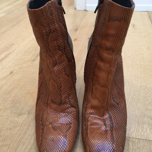 Céline Brown Black Use Python Leather Silver Heel - Picture 2 of 5